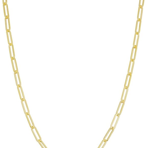 Solid 14k Yellow Gold Filled Paperclip Chain Necklace Women 16-36 inches